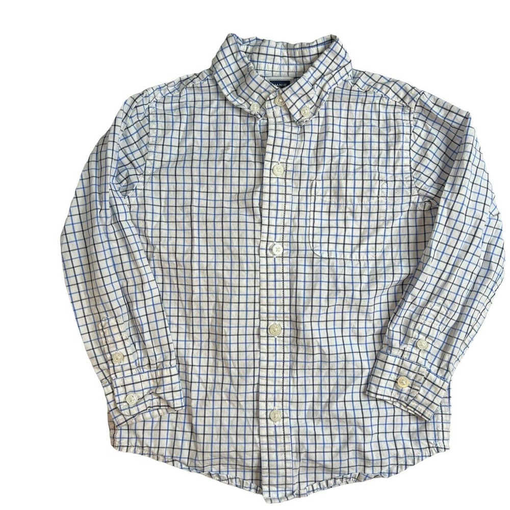 Janie and Jack Blue Check Button Down Long Sleeve Shirt Size 2T